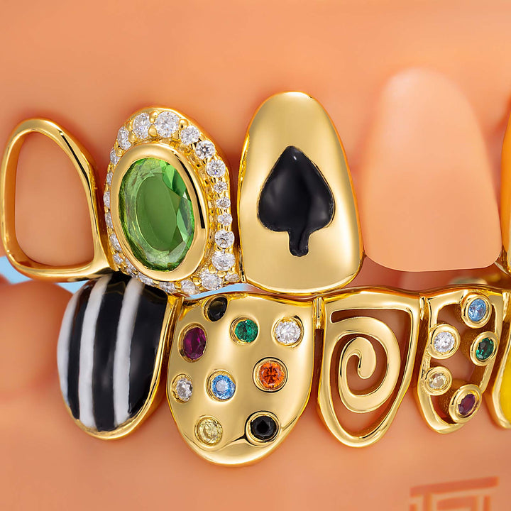 Colorful Opal & Sunflower Grillz