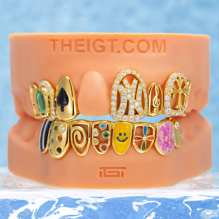 Colorful Opal & Sunflower Grillz