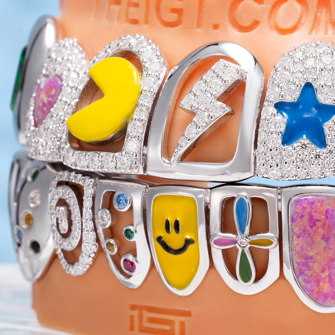 Colorful Opal & Sunflower Grillz