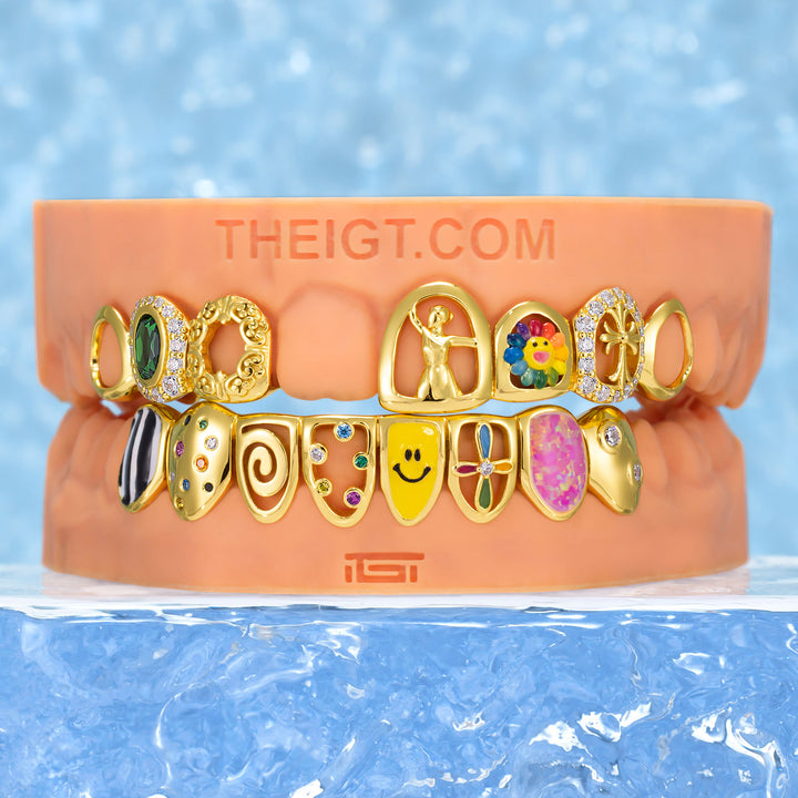 Colorful Opal & Sunflower Grillz