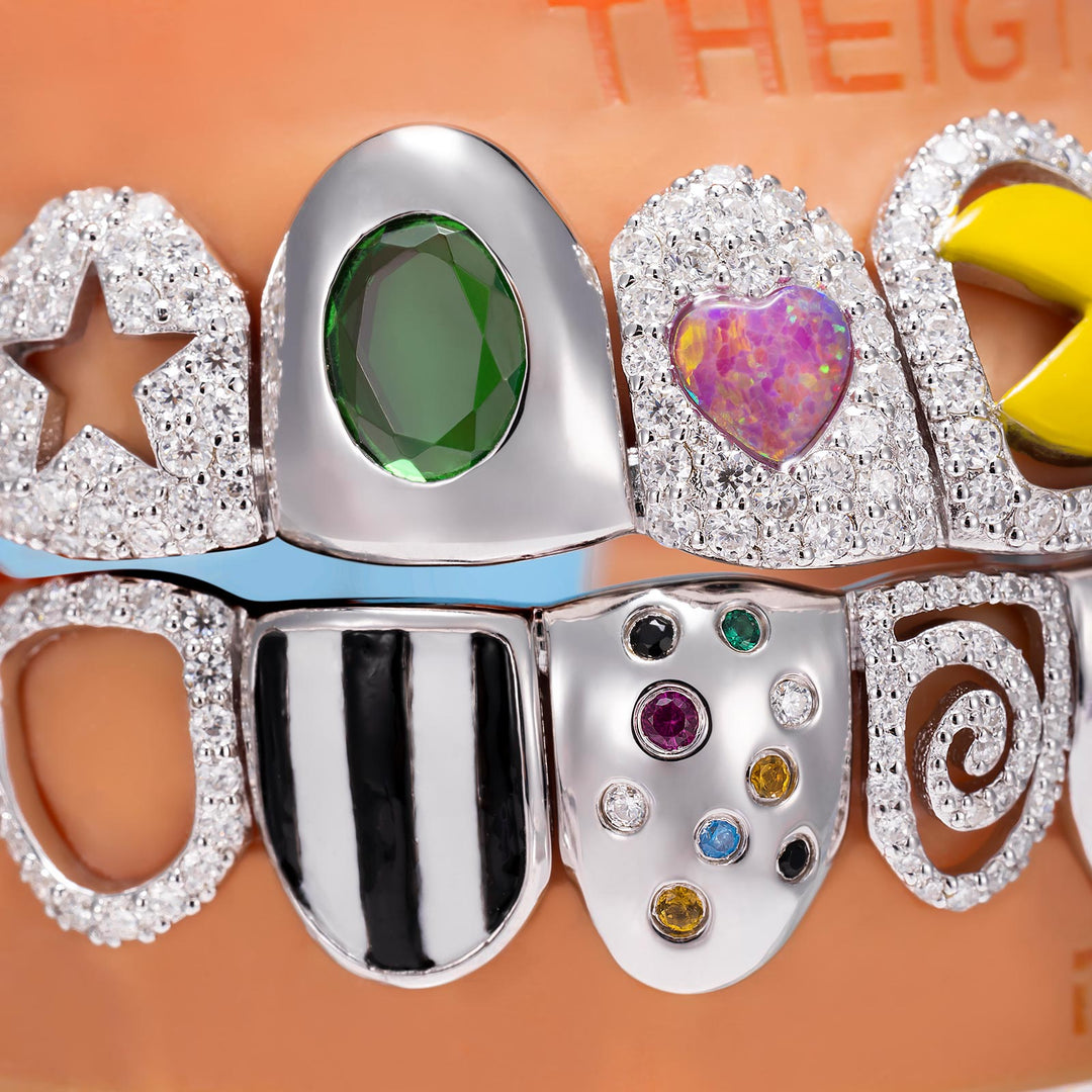 Colorful Opal & Sunflower Grillz