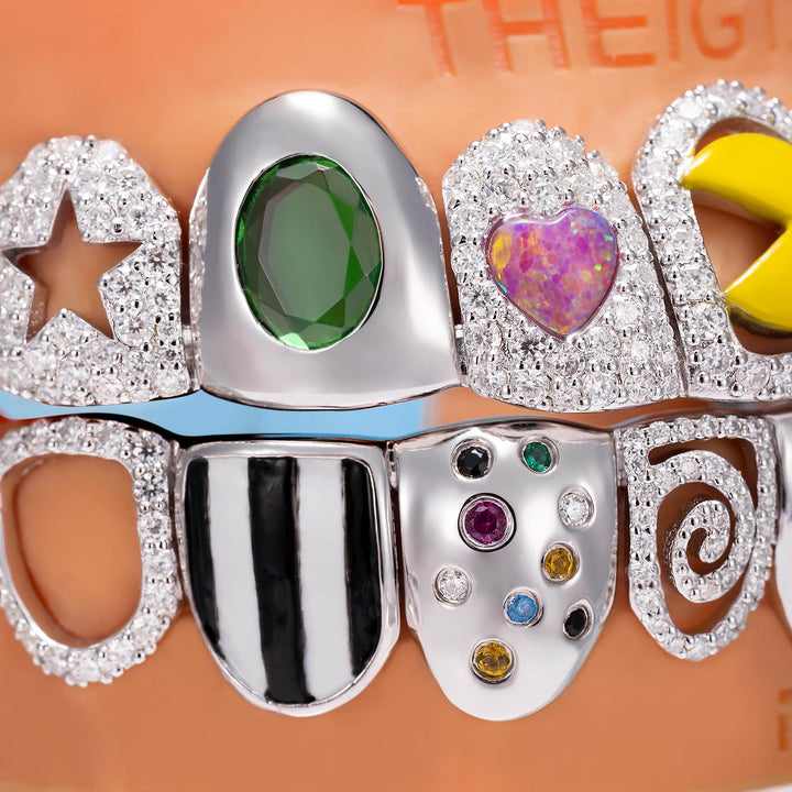 Colorful Opal & Sunflower Grillz