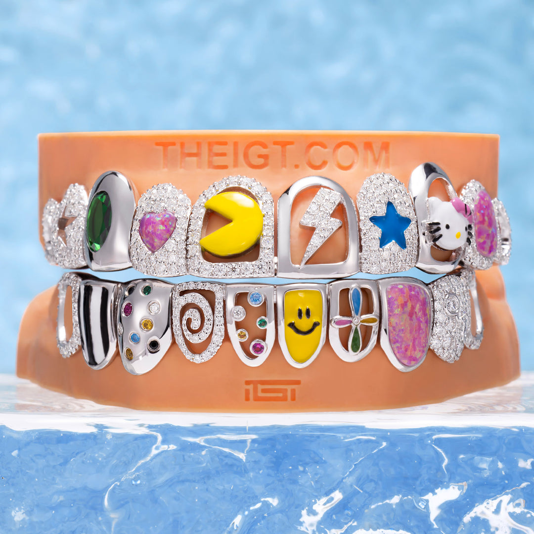 Colorful Opal & Sunflower Grillz