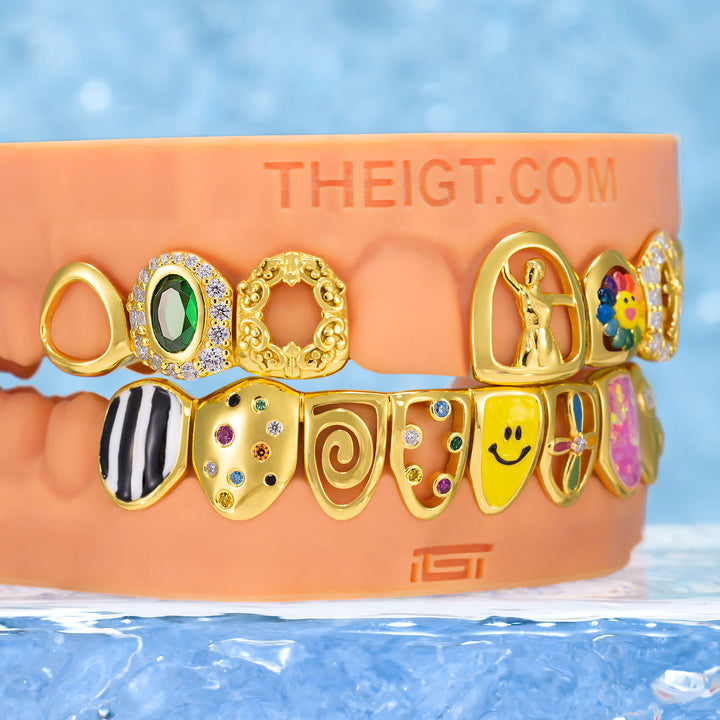 Colorful Opal & Sunflower Grillz