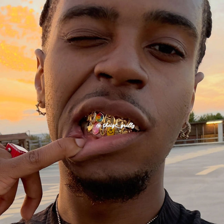 Colorful Opal & Sunflower Grillz