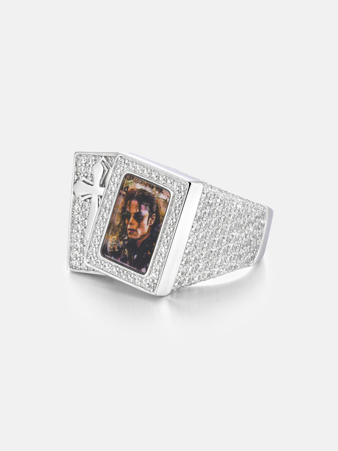 Cross Playing Card Photo Signet Ring - ICEGIANT