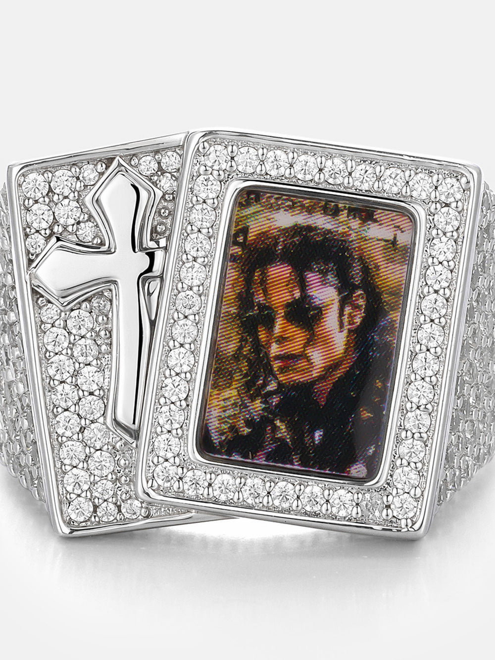 Cross Playing Card Photo Signet Ring - ICEGIANT