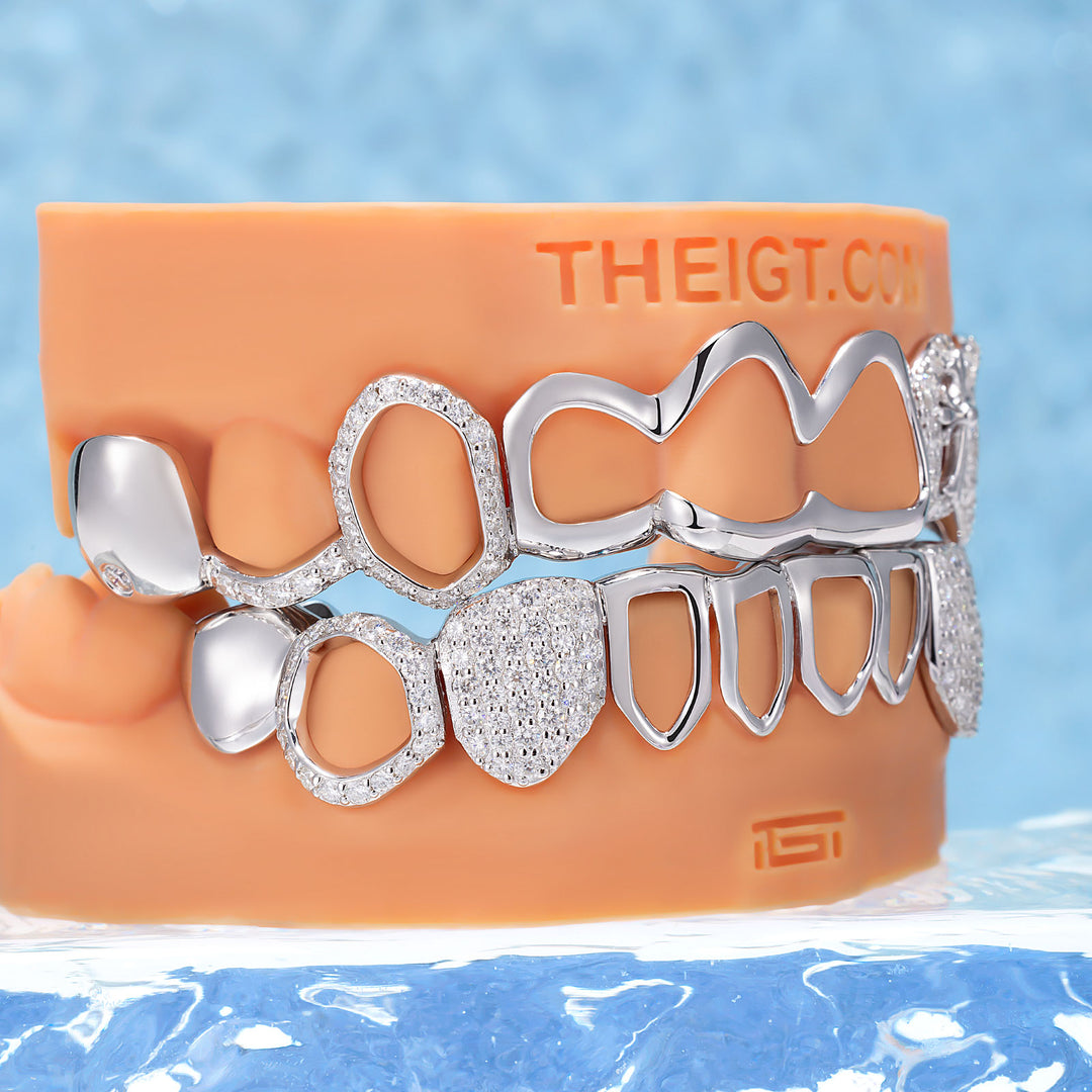 Cross Wave Starburst Open Iced Grillz