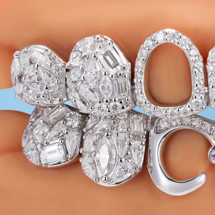 "Crown & Wave Bar" Fancy Cut Grillz