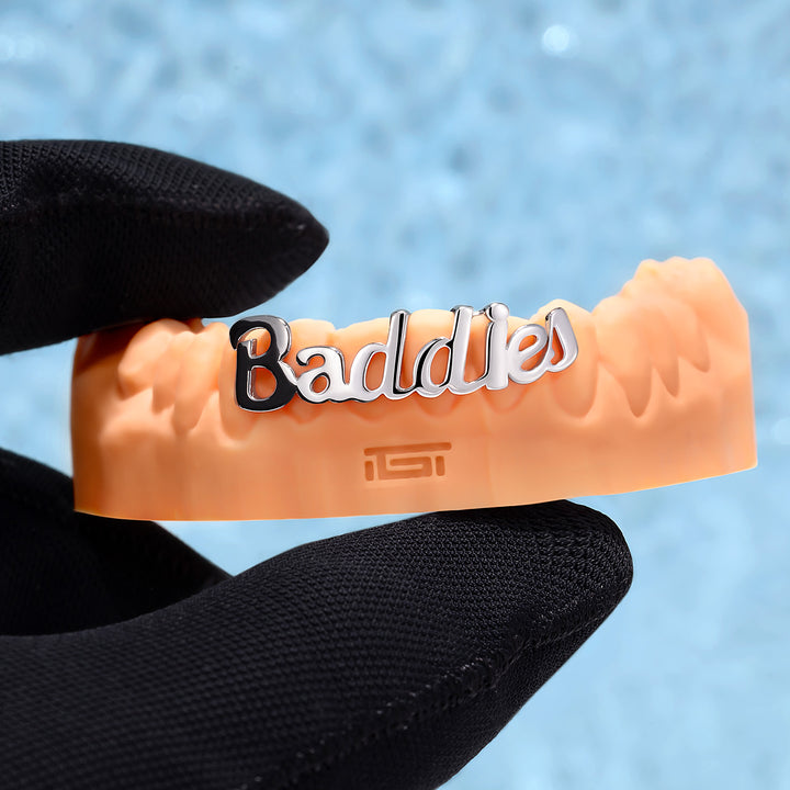 Cursive Name Script Solid Grillz