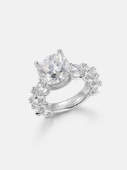 Cushion Cut Solitaire Moissanite Eternity Ring