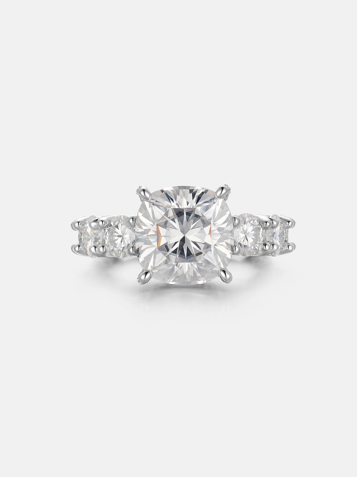 Cushion Cut Solitaire Moissanite Eternity Ring