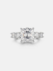 Cushion Cut Solitaire Moissanite Eternity Ring