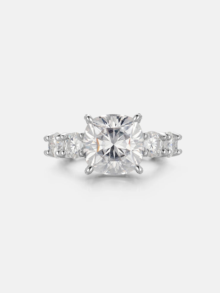 Cushion Cut Solitaire Moissanite Eternity Ring