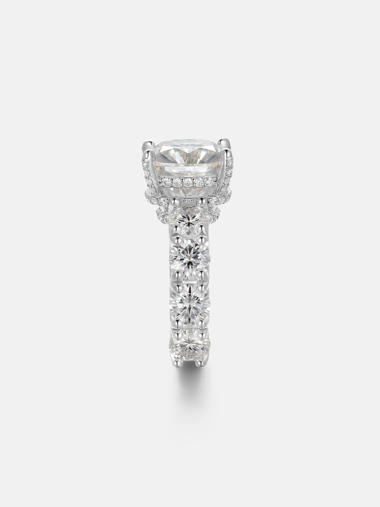 Cushion Cut Solitaire Moissanite Eternity Ring