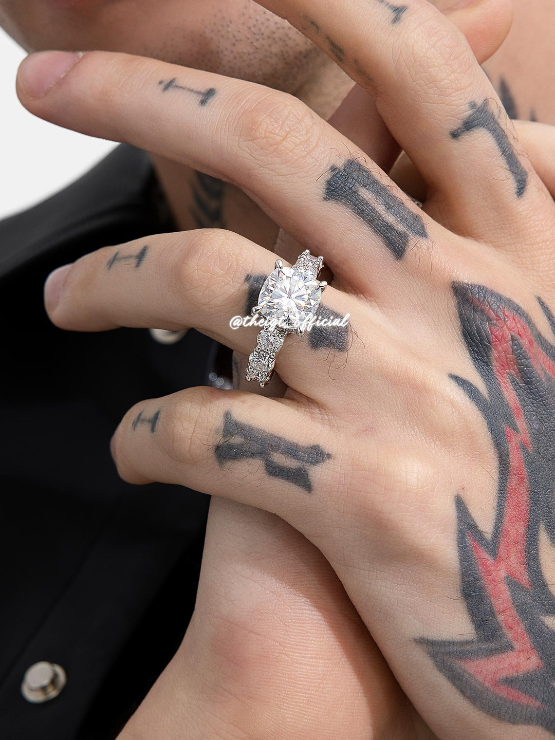 Cushion Cut Solitaire Moissanite Eternity Ring