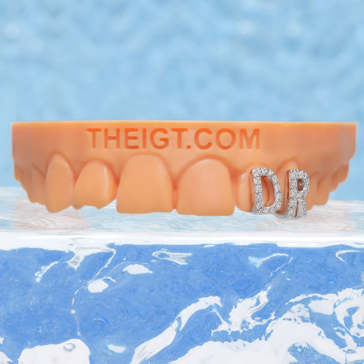 Custom 2 Tooth "DR" Letter Grillz