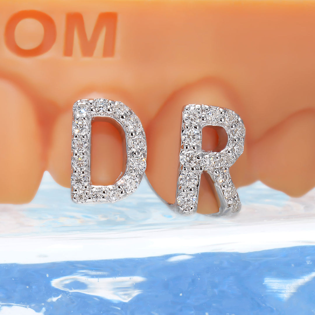 Custom 2 Tooth "DR" Letter Grillz
