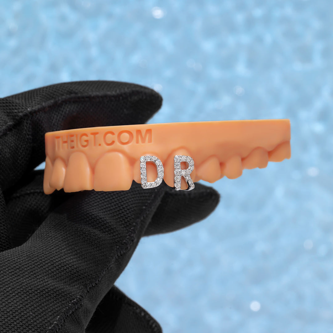 Custom 2 Tooth "DR" Letter Grillz