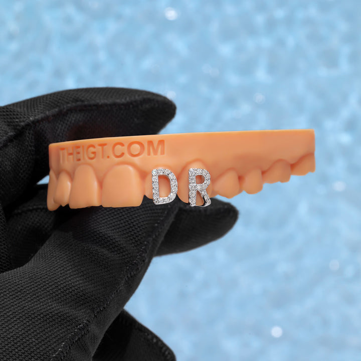 Custom 2 Tooth "DR" Letter Grillz