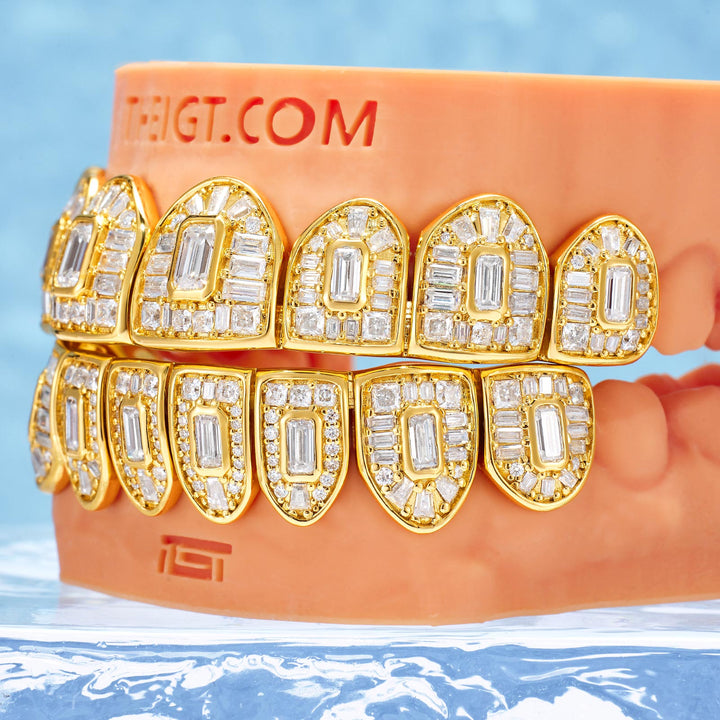Custom Fully Iced Baguette & Emerald Cut Grillz