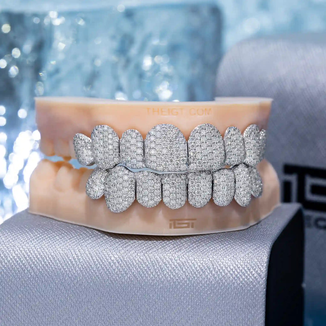 Custom Fully Iced Honeycomb Rimless Setting Grillz