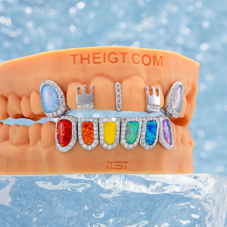 Custom Gap Bar Top And Colored Opal With Smile Face Bottom