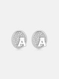 Custom Initial Moissanite Oval Stud Earrings