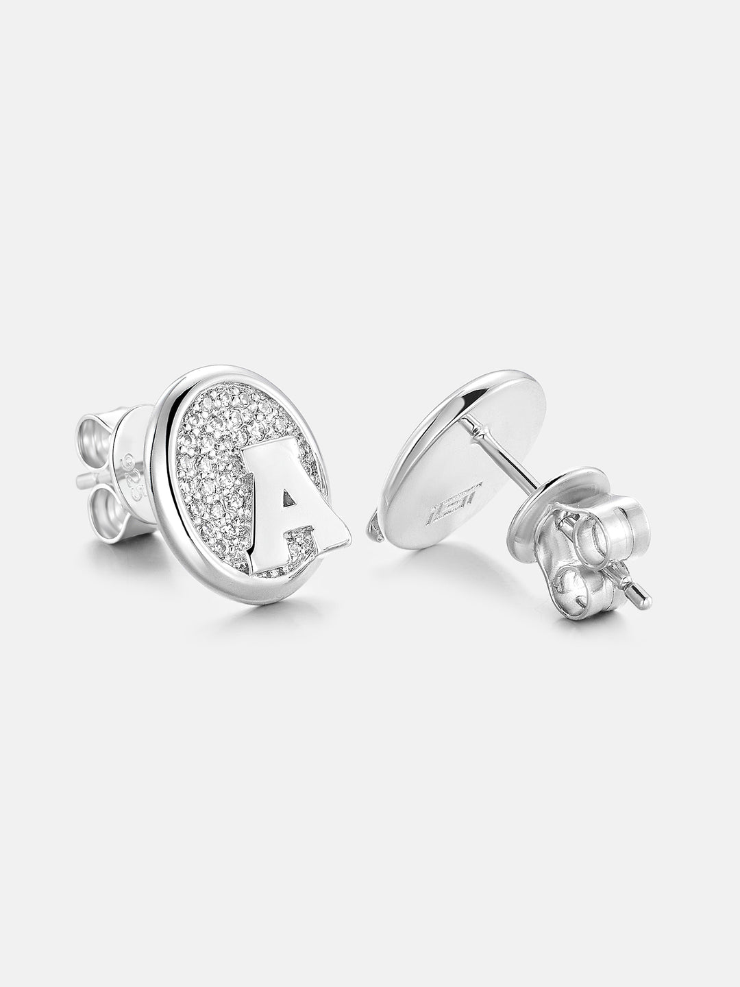 Custom Initial Moissanite Oval Stud Earrings