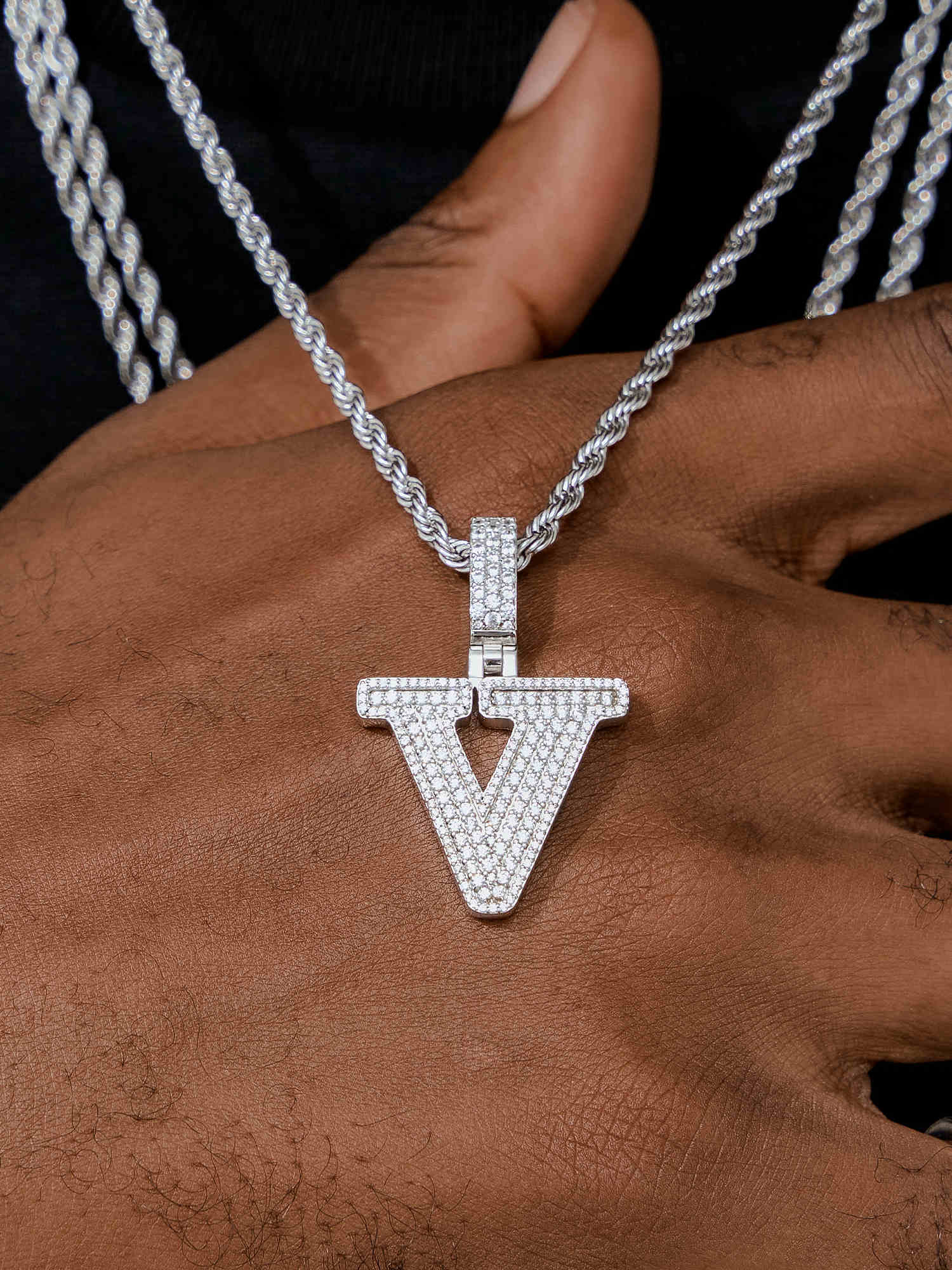 Custom Made V Moissanite Pendant
