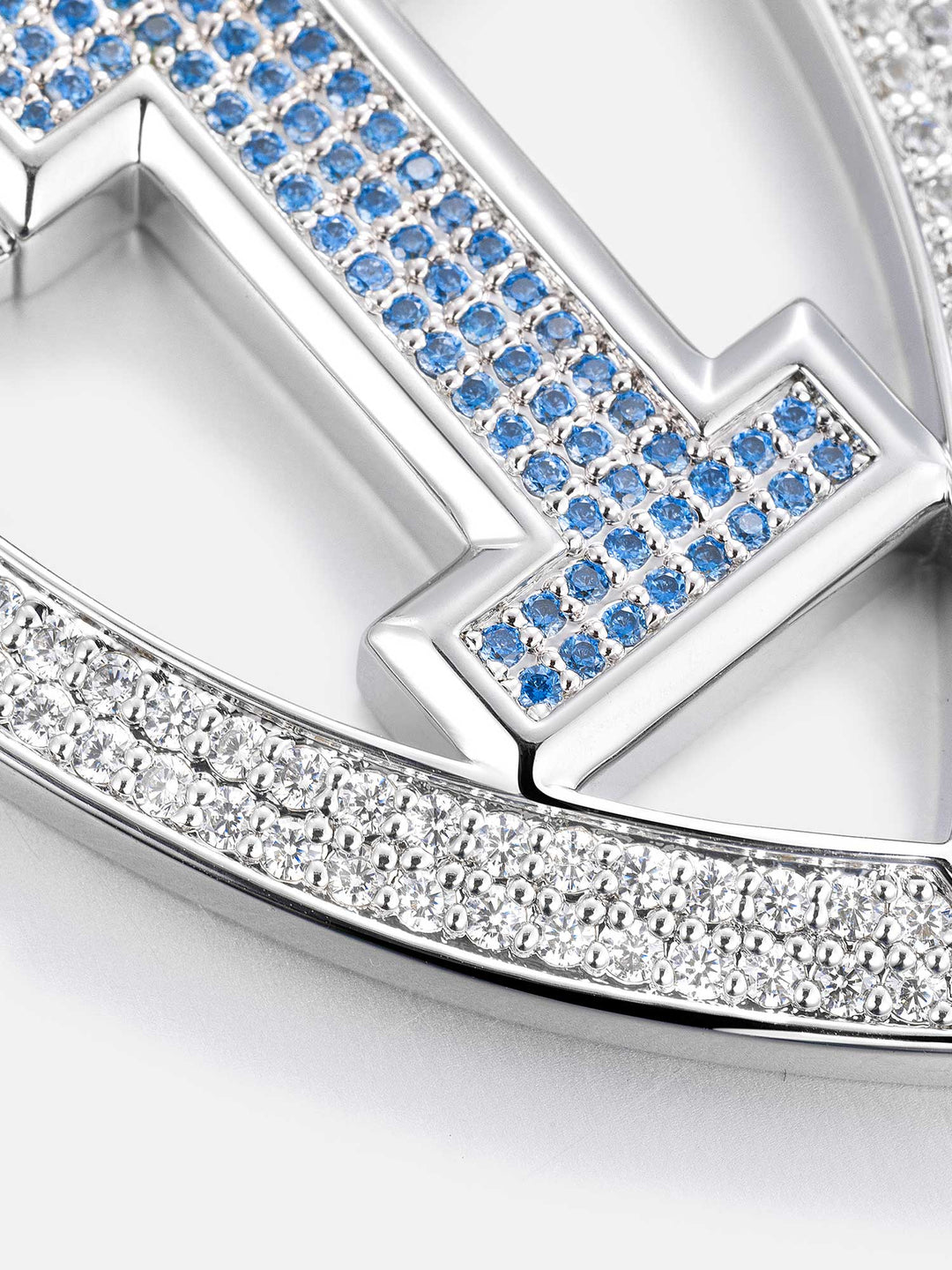 Custom Number Blue Gem Shield Moissanite Pendant