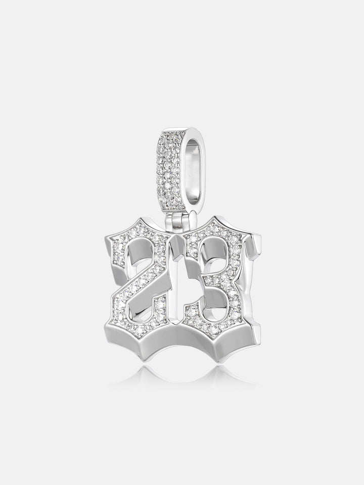 Custom Old English Style Number Moissanite Pendant