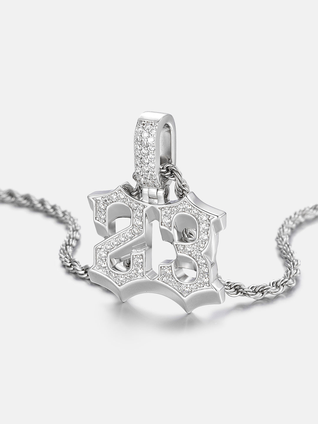 Custom Old English Style Number Moissanite Pendant