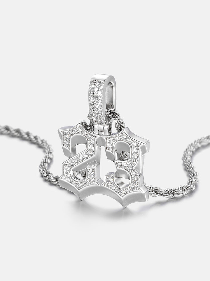 Custom Old English Style Number Moissanite Pendant