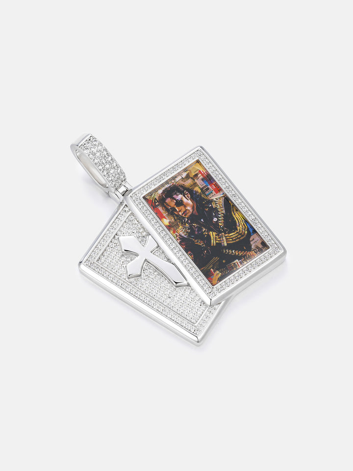 Custom Photo Cross Card Moissanite Pendant - ICEGIANT