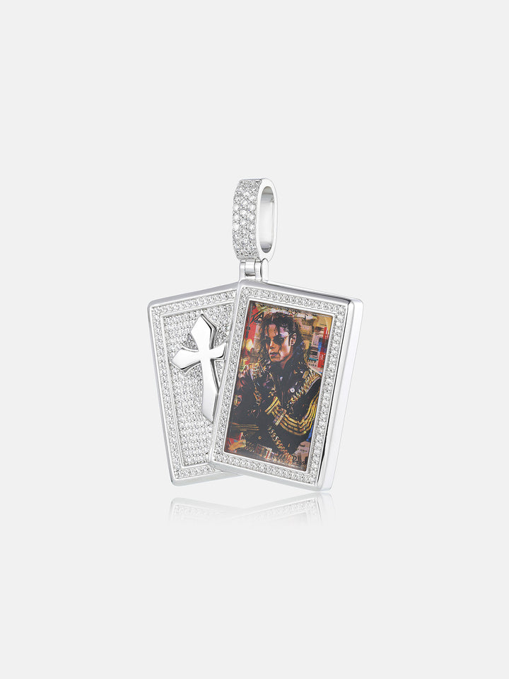 Custom Photo Cross Card Moissanite Pendant - ICEGIANT