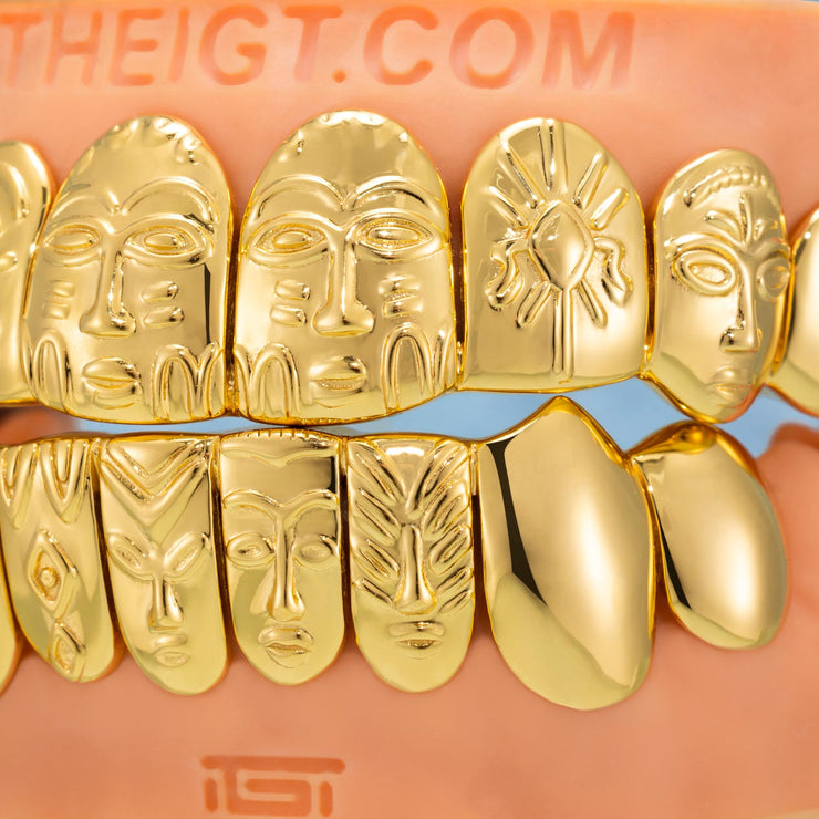 Custom Polished Gold Pattern Grillz