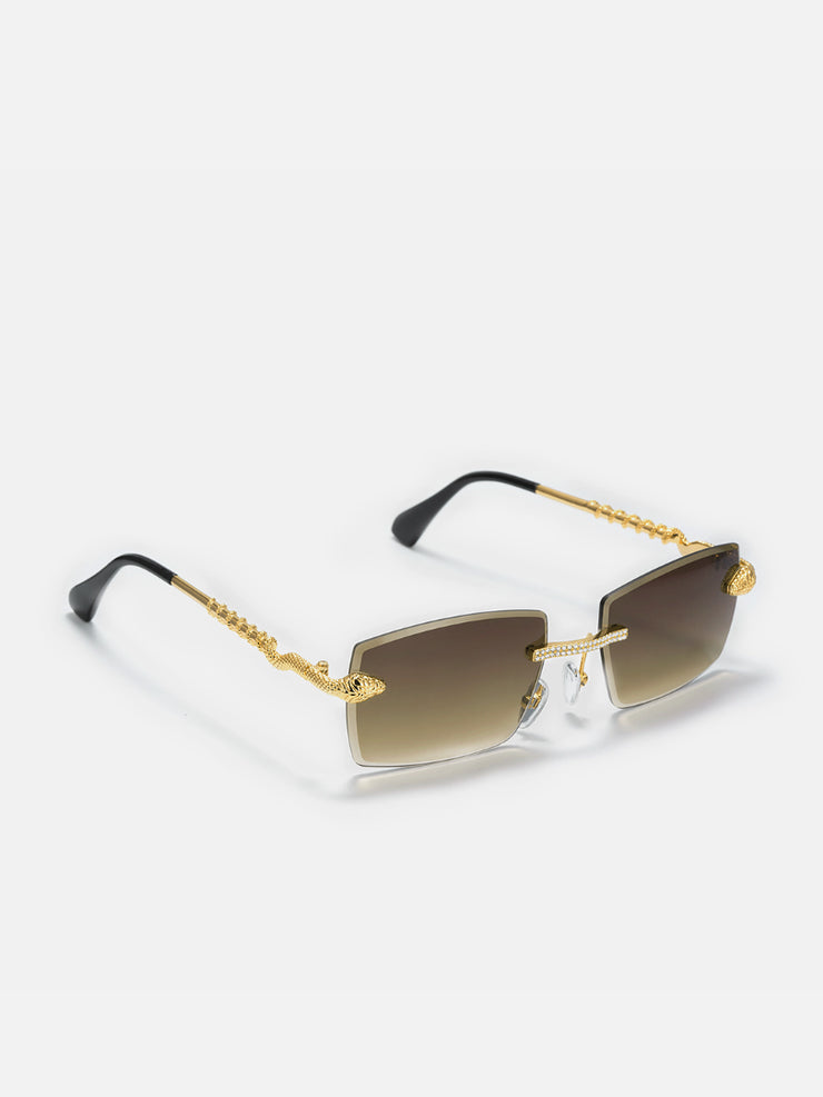 Custom Snake Moissanite Sunglasses In Yellow Gold