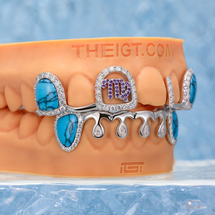 Custom Turquoise & Diamond Virgo Bar