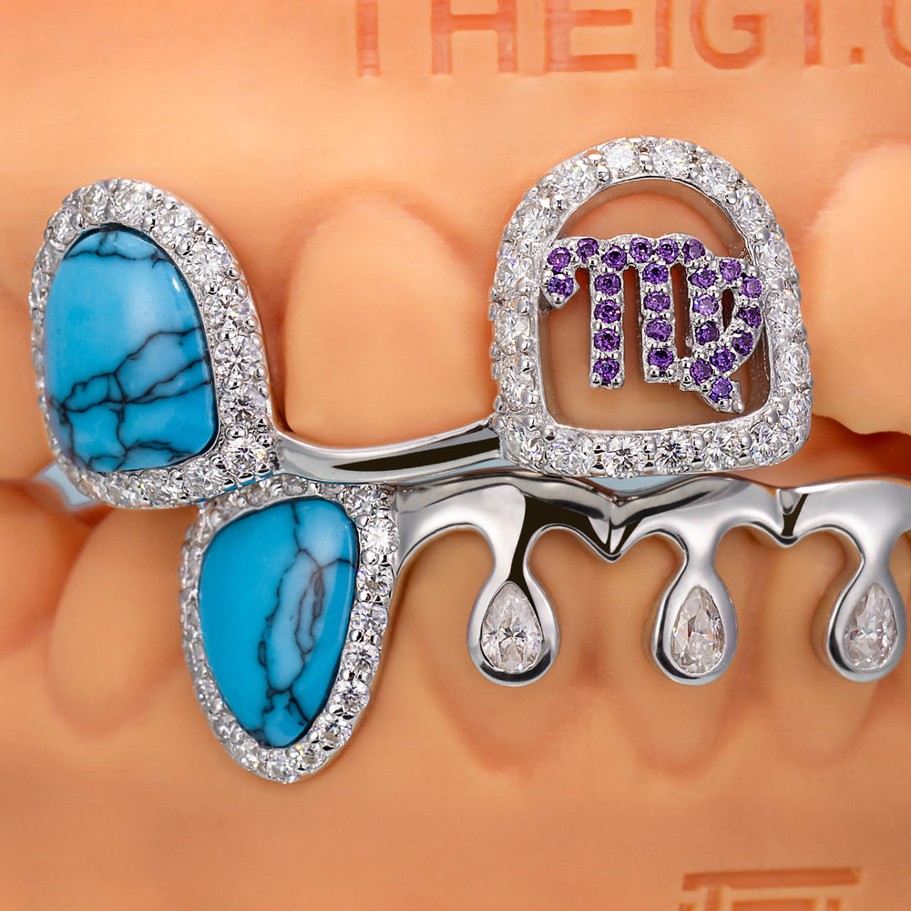 Custom Turquoise & Diamond Virgo Bar