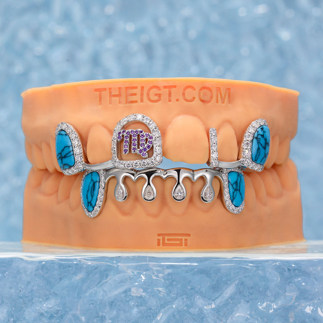 Custom Turquoise & Diamond Virgo Bar
