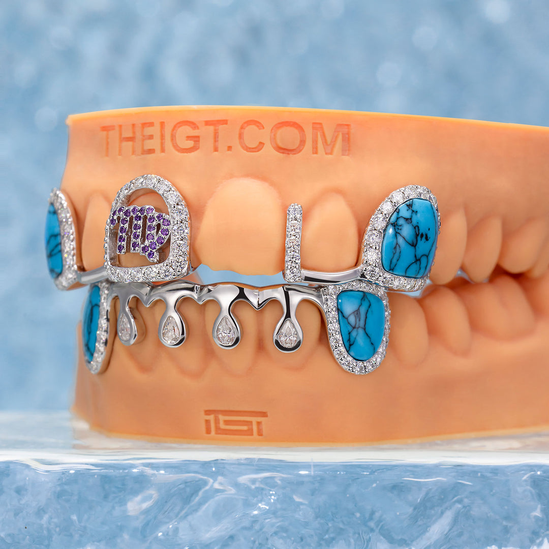 Custom Turquoise & Diamond Virgo Bar