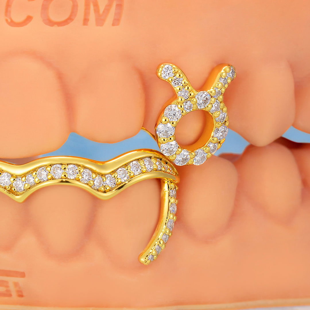 Custom Moissanite Zodiac Initials Bar Grillz