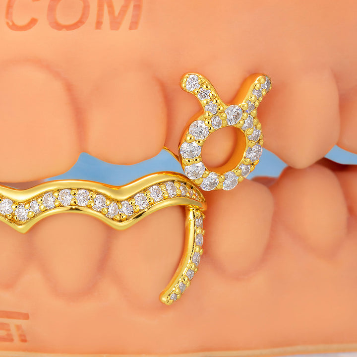 Custom Moissanite Zodiac Initials Bar Grillz