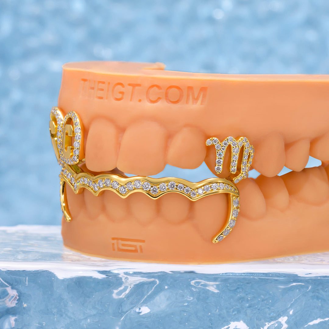 Custom Moissanite Zodiac Initials Bar Grillz
