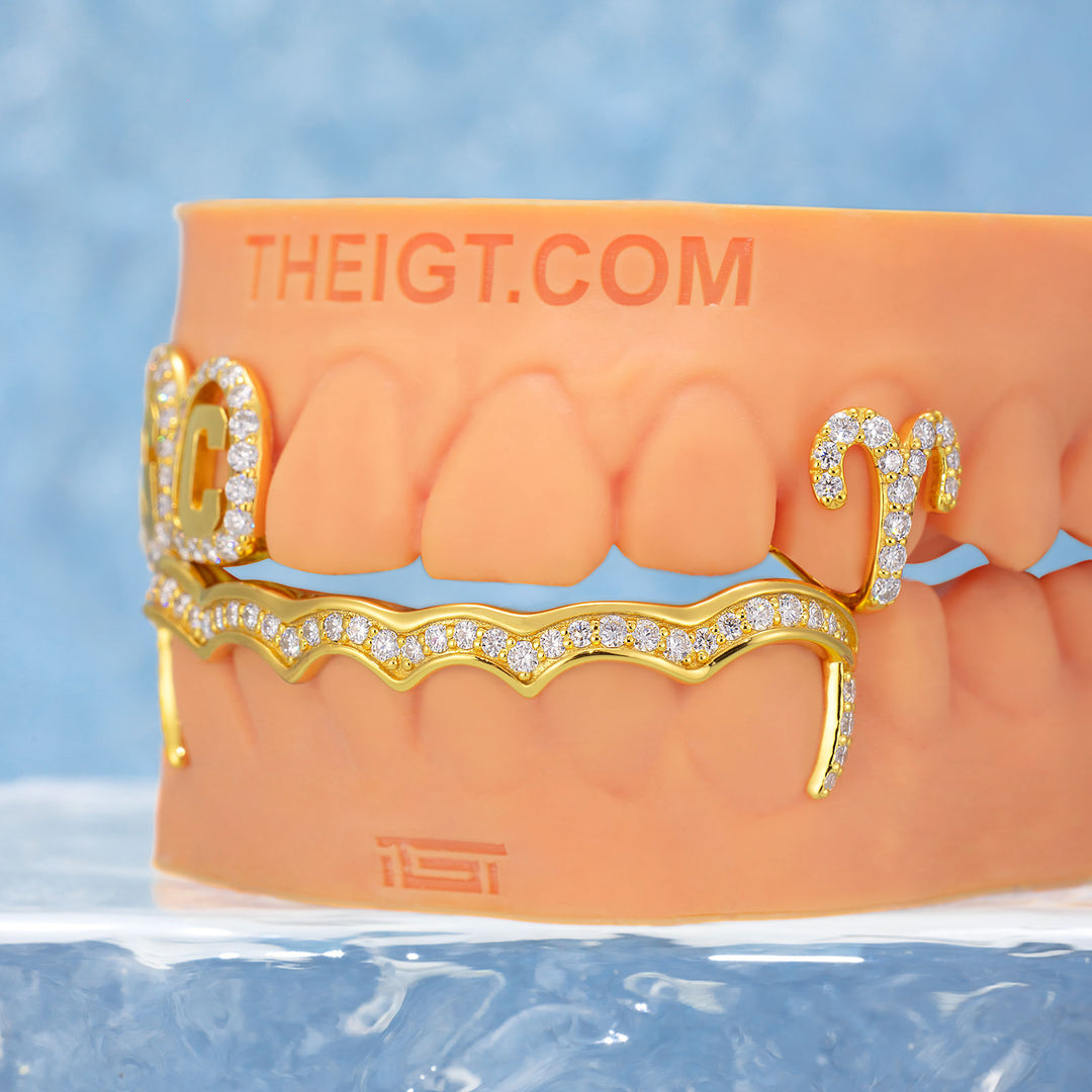 Custom Moissanite Zodiac Initials Bar Grillz
