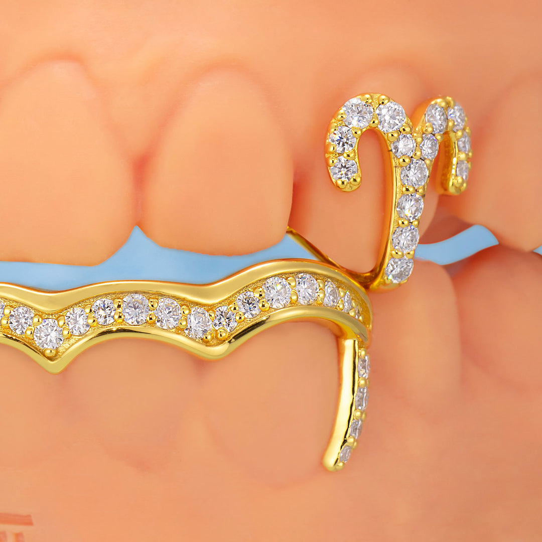 Custom Moissanite Zodiac Initials Bar Grillz