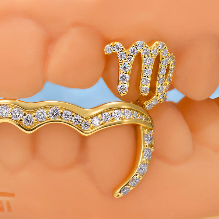 Custom Moissanite Zodiac Initials Bar Grillz