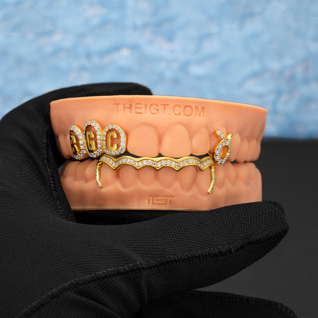 Custom Moissanite Zodiac Initials Bar Grillz