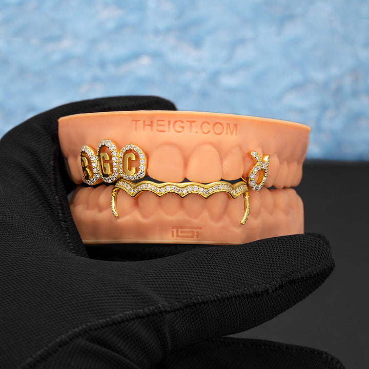 Custom Moissanite Zodiac Initials Bar Grillz